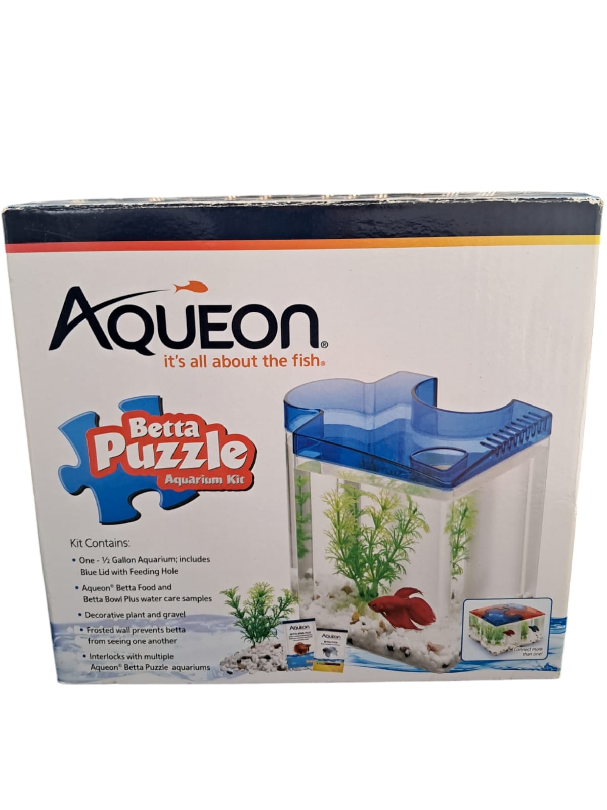Kit Aqueon Betta Puzzle Azul de ½ Galón