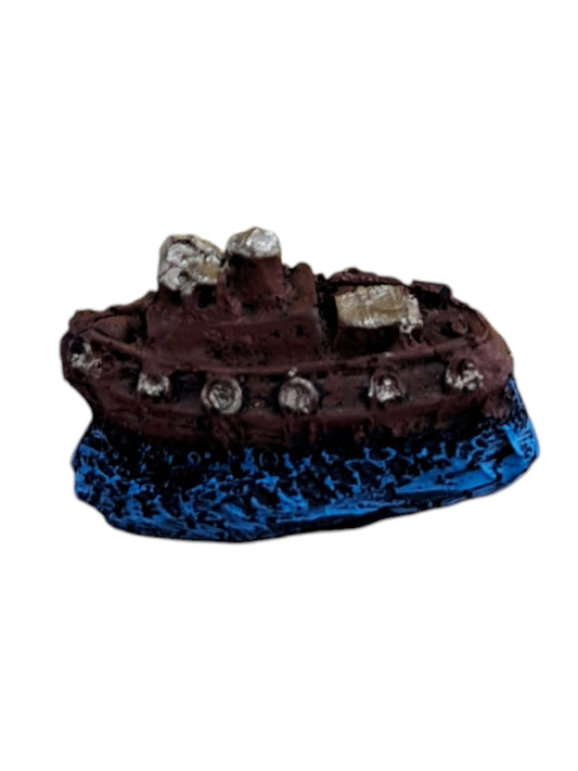 Figura Decorativa Barco sobre Rocas para Acuario